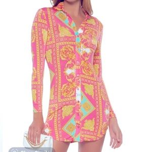 PINK Baroque Print Shirt Dress